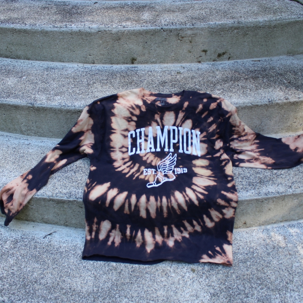 Reverse Dyed LS Champion Spellout T Shirt
